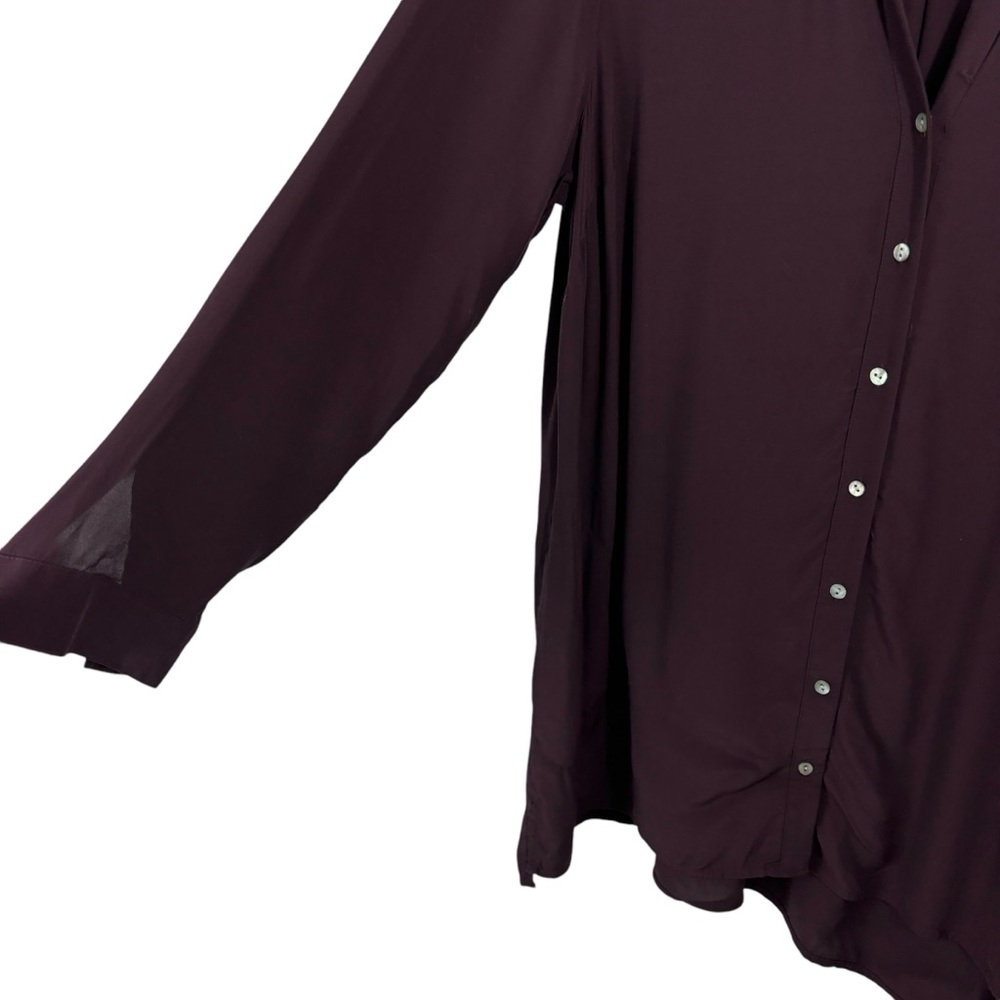 J. Jill Women's Dark Plum Button Down Long Sleeve‎ Tunic Blouse Lagenlook Size L - Picture 4 of 7